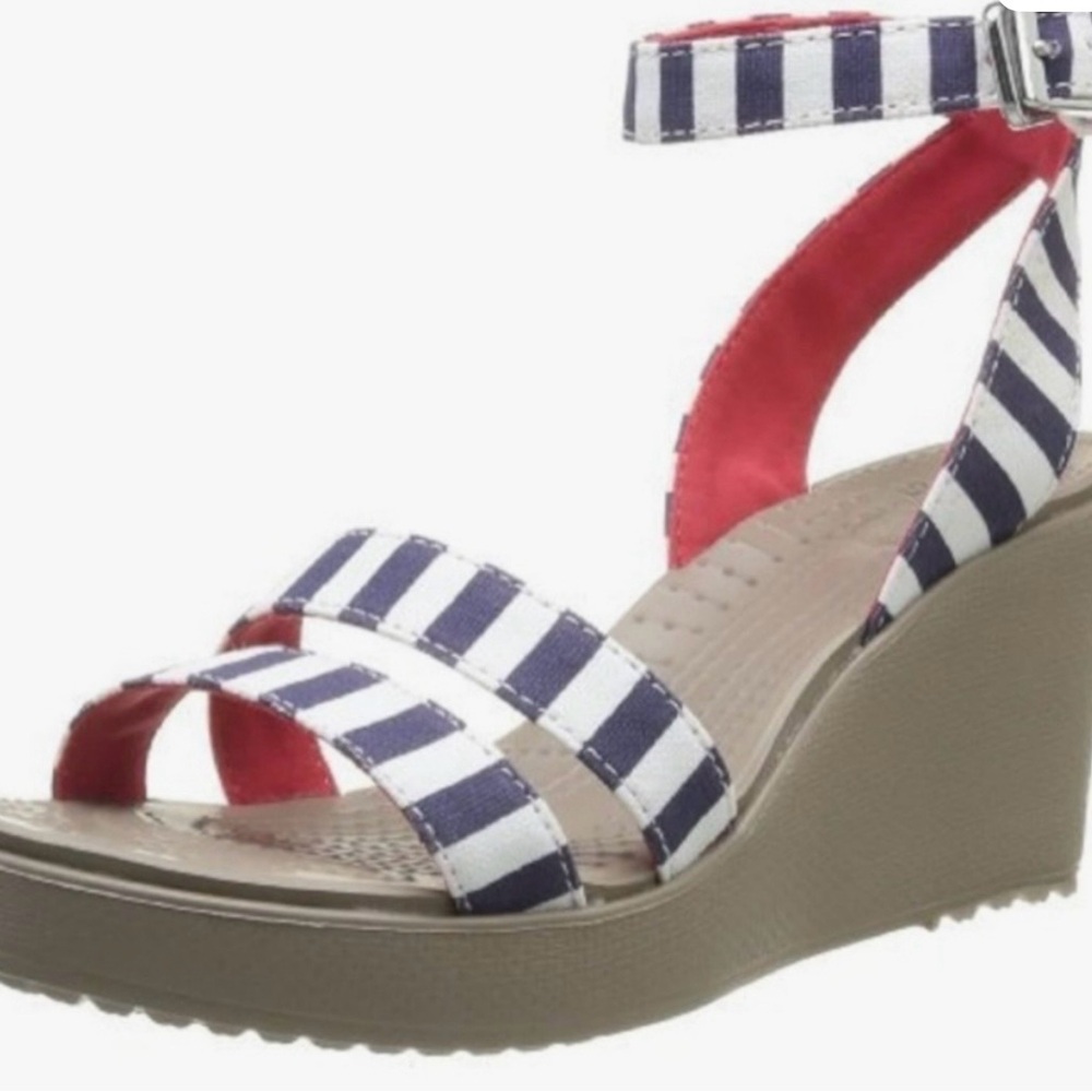Crocs Leigh Striped Wedge Sandals. Excellent Condition!